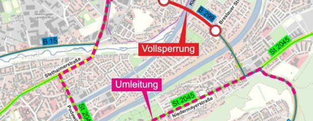 Die Umleitung während der Nachtsperrung verläuft über Stethaimerstraße, Podewillstraße und Niedermayerstraße